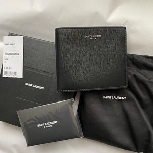 Saint Laurent YSL Bi Fold Wallet Black Mens Unisex